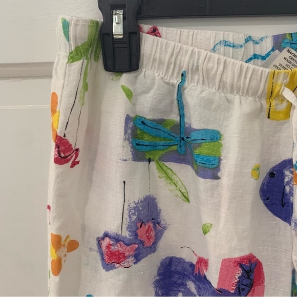 Hot Cotton Marc Ware Linen Cotton Blend Beach Theme Wide Leg Pull On Pants L - Picture 2 of 10